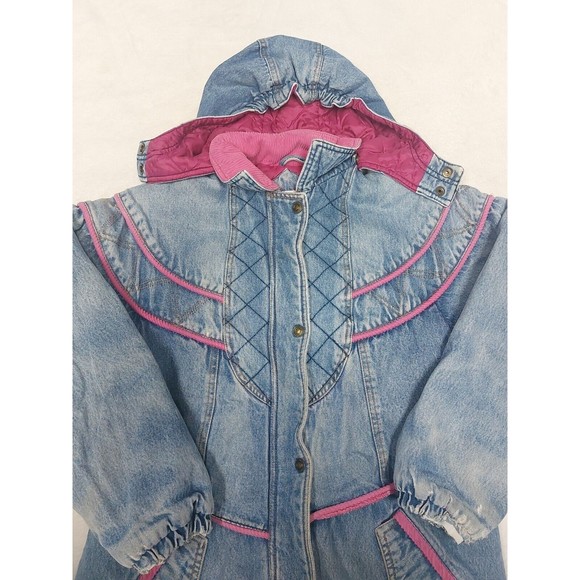 Vintage Expressions Quilt Lined Long Denim Jacket Women's Size Medium 14/16 - Picture 2 of 9